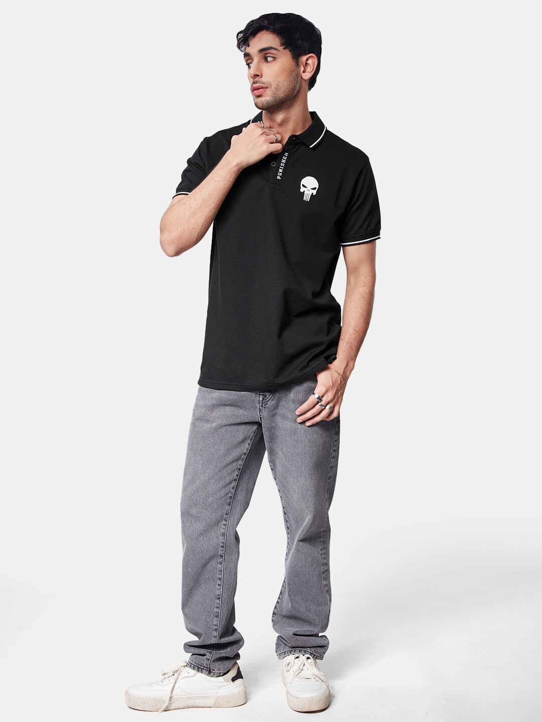 

The Souled Store Polo Collar T-shirt, Black