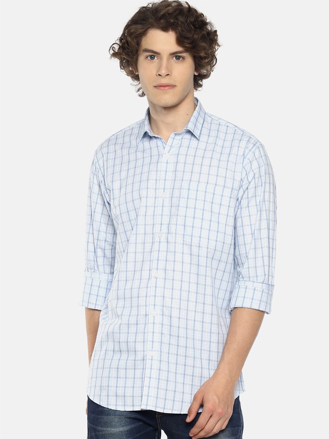 

Balista Patch Pocket Checked Casual Cotton Shirt, Blue