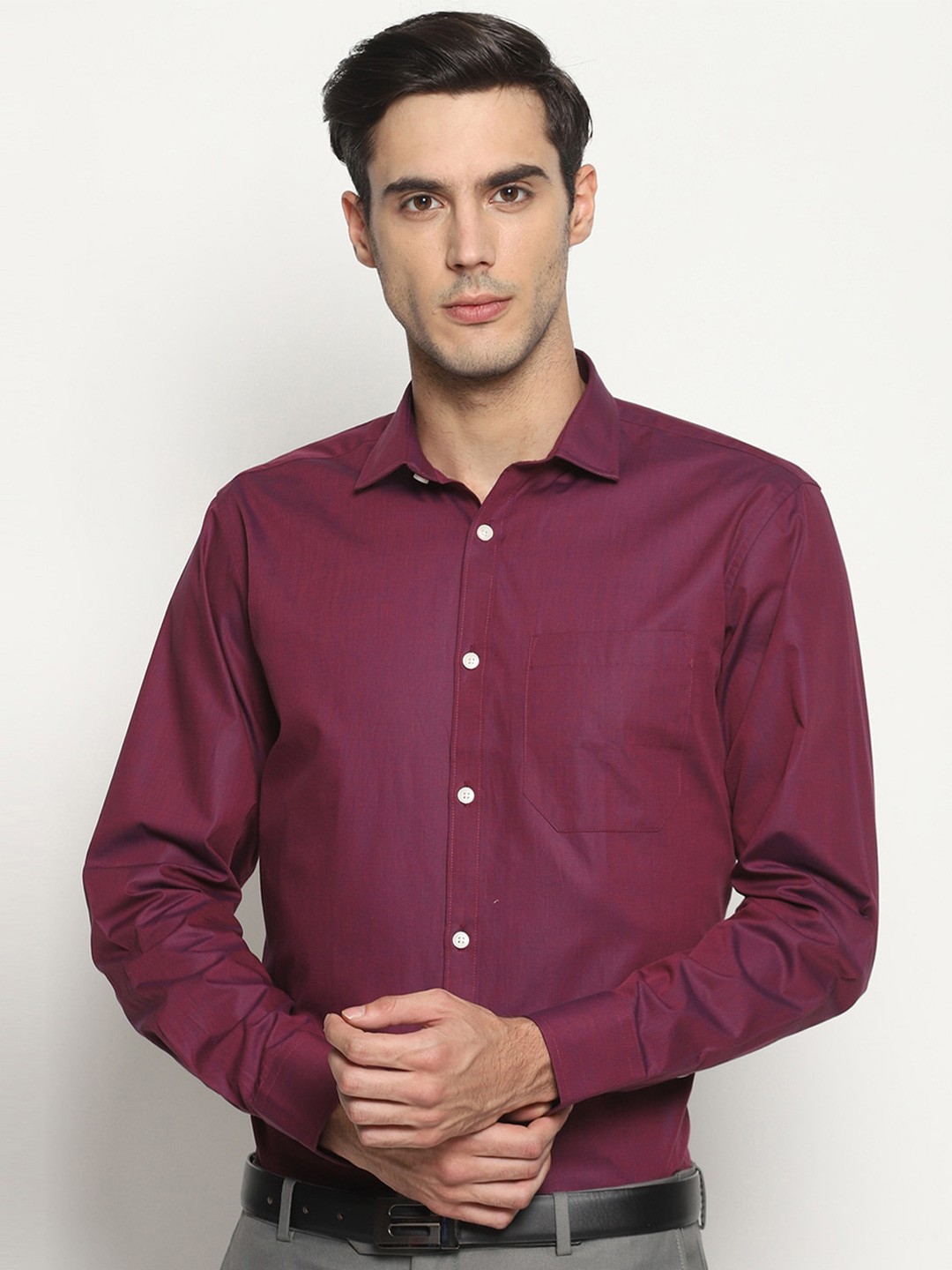 

Balista Spread Collar Cotton Formal Shirt, Maroon