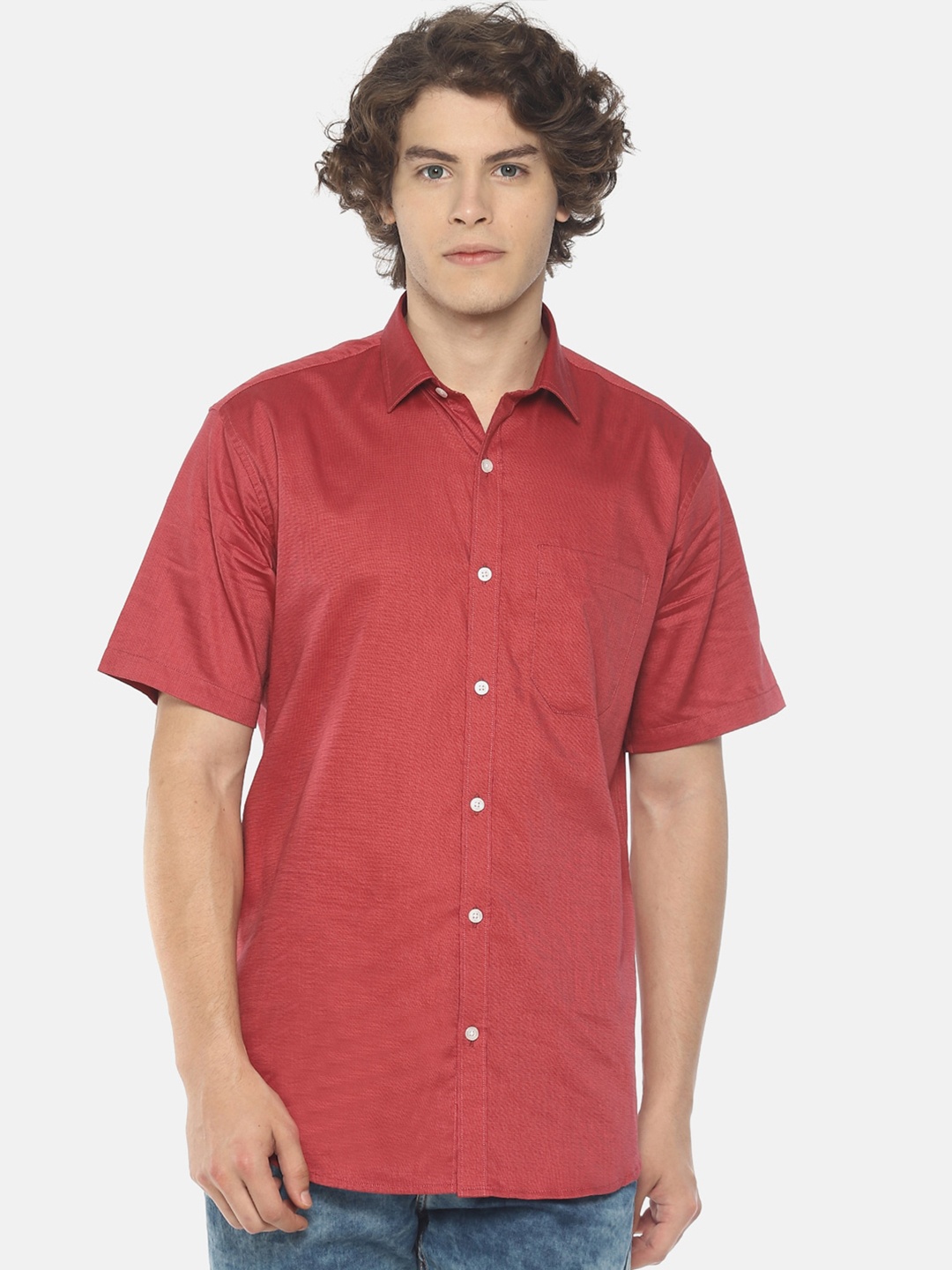 

Balista Spread Collar Cotton Formal Shirt, Red