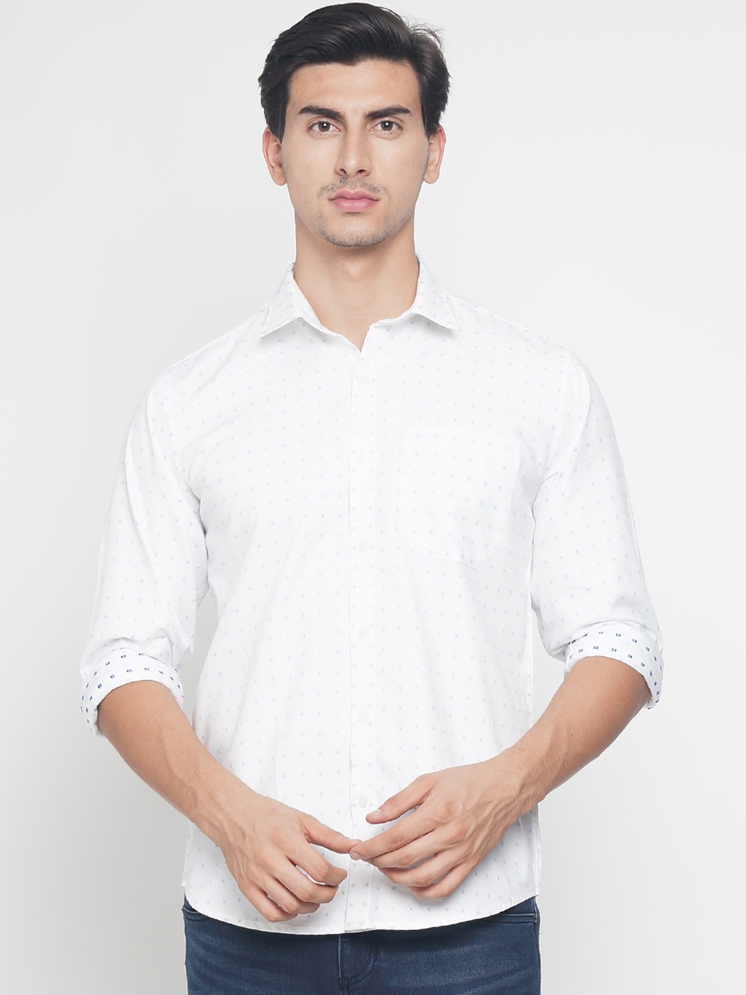 

Balista Grid Tattersall Checked Pure Cotton Casual Shirt, White