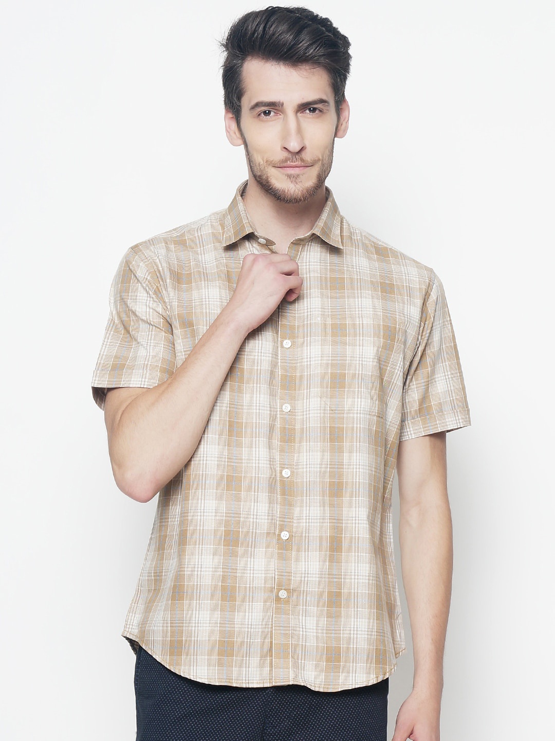 

Balista Tartan Checks Cotton Casual Shirt, Brown