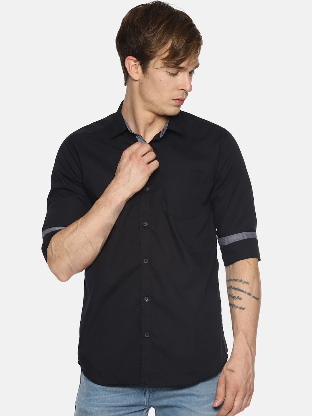 

Balista Spread Collar Casual Cotton Shirt, Black