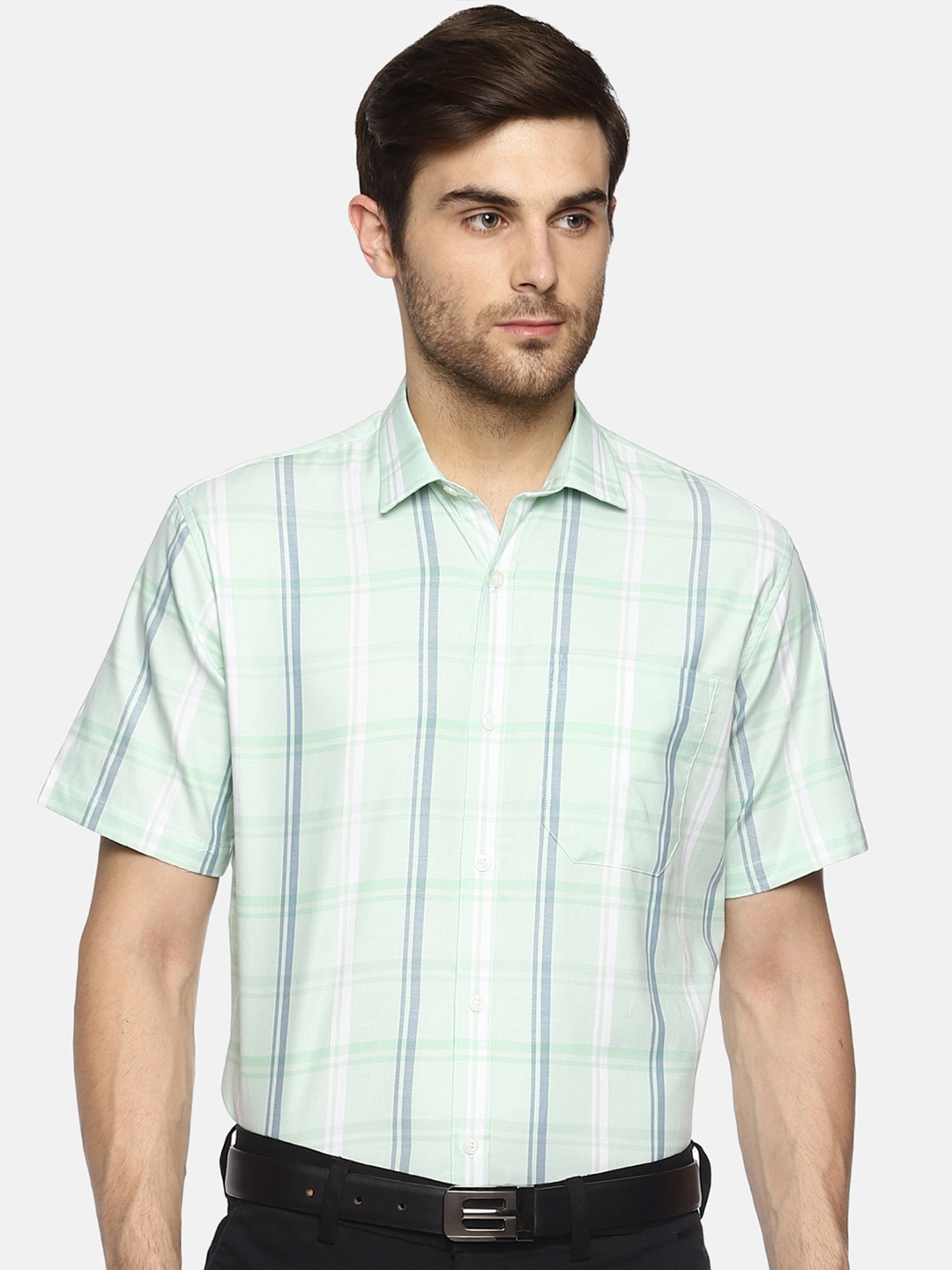 

Balista Men Checked Formal Cotton Shirt, Green