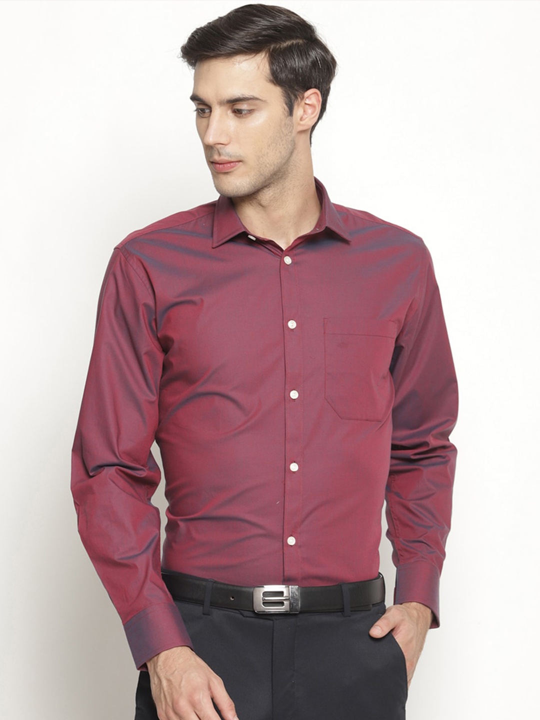 

Balista Spread Collar Formal Cotton Shirt, Maroon