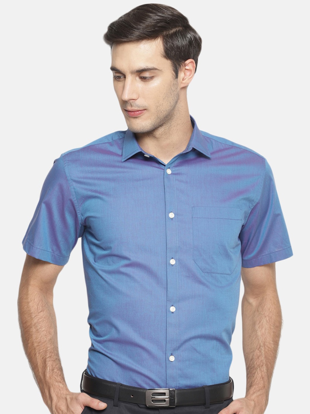 

Balista Spread Collar Cotton Formal Shirt, Blue