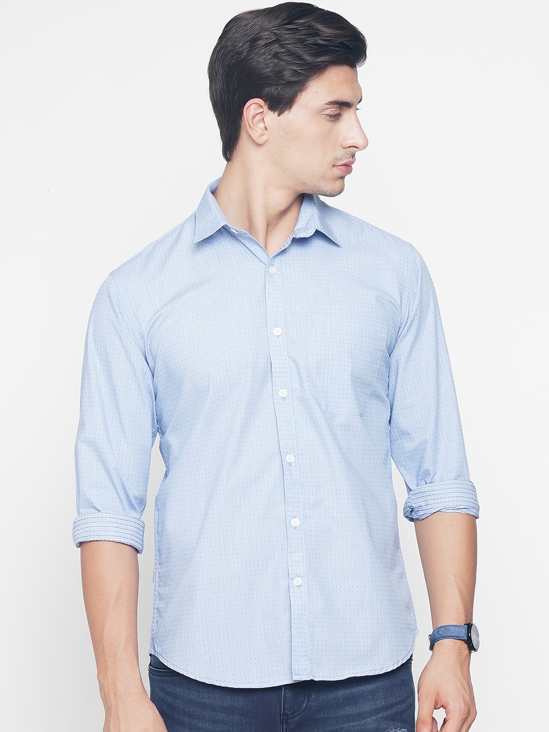 

Balista Micro Ditsy Printed Casual Cotton Shirt, Blue
