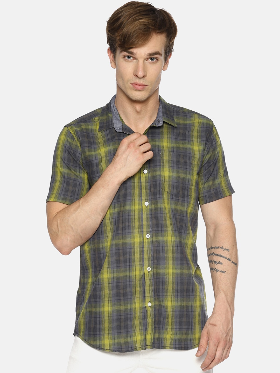 

Balista Checked Cotton Regular Fit Casual Shirt, Green