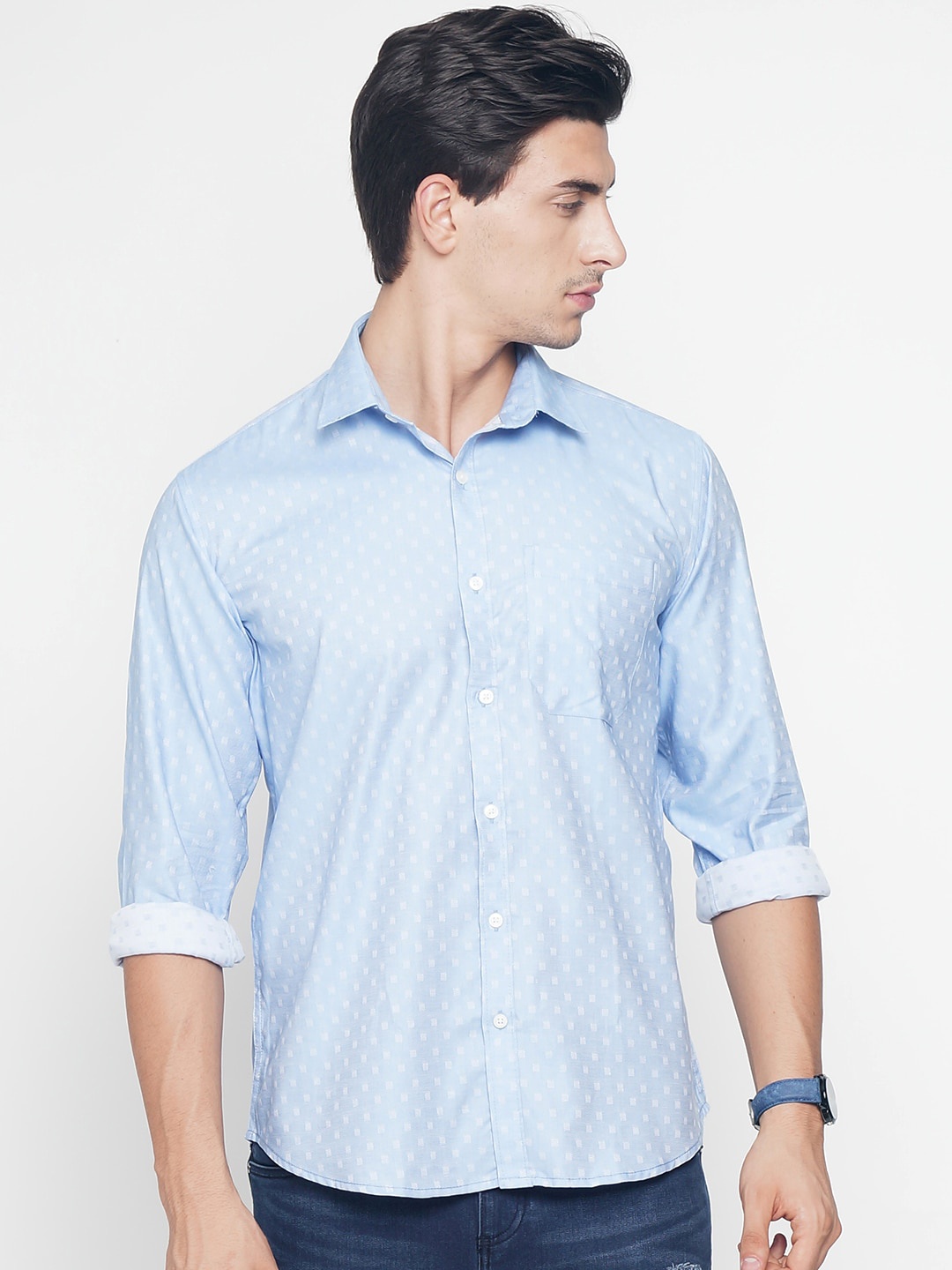 

Balista Printed Cotton Regular Fit Casual Shirt, Turquoise blue