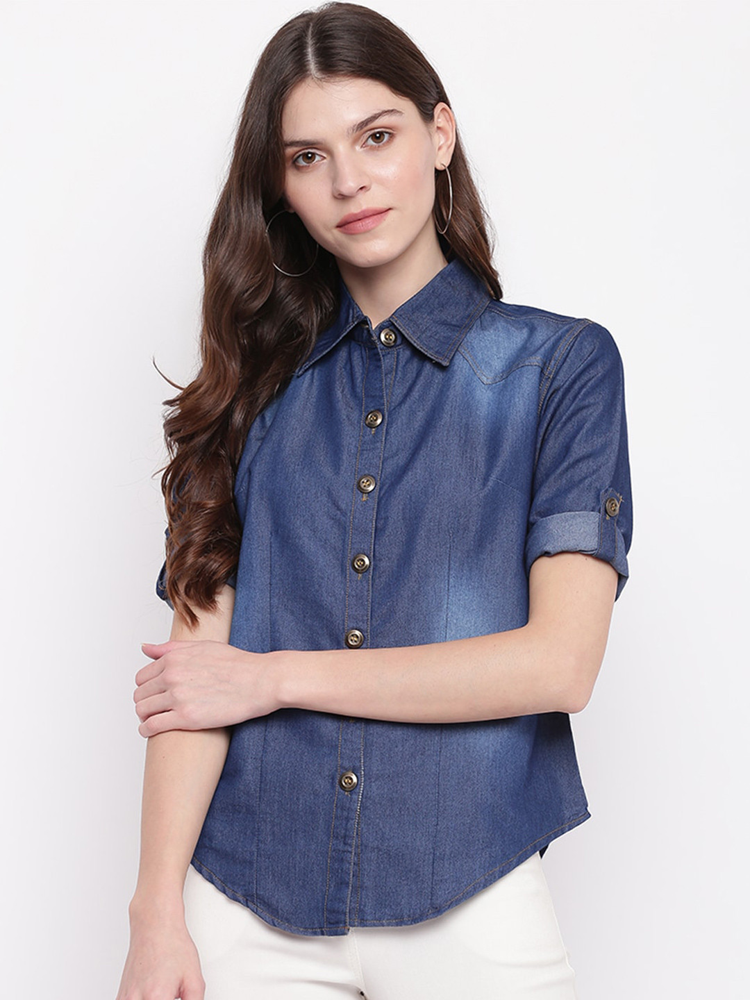 

Mayra Slim Fit Faded Cotton Casual Shirt, Blue