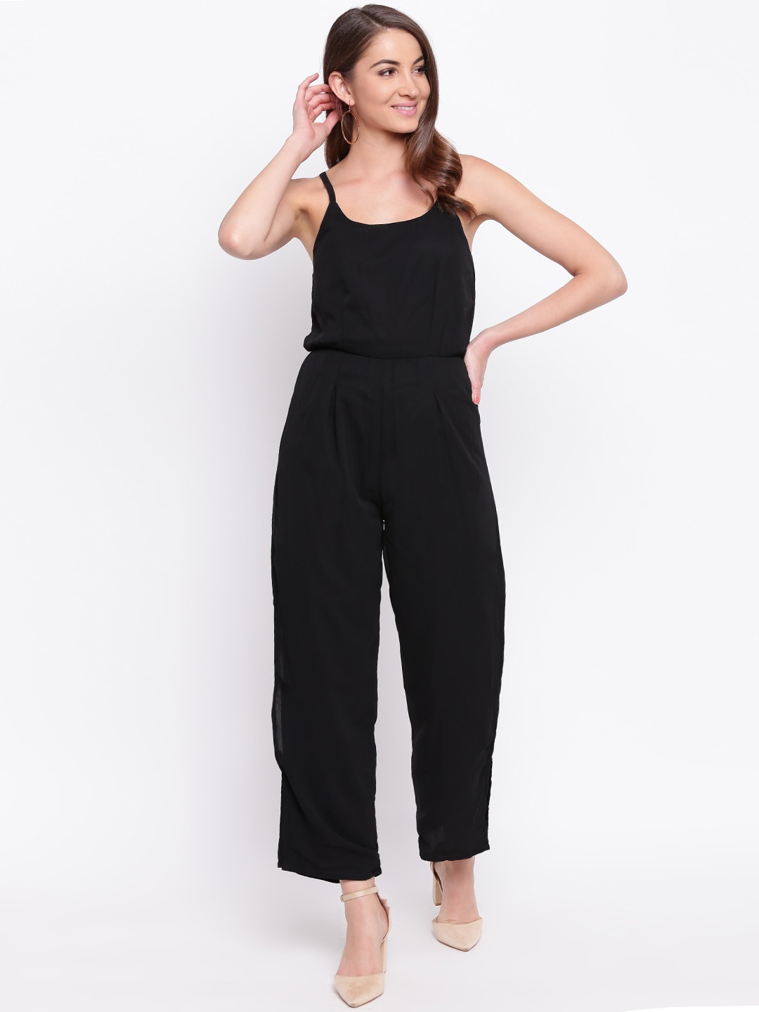 

Mayra Shoulder Strap Basic Jumpsuit, Black