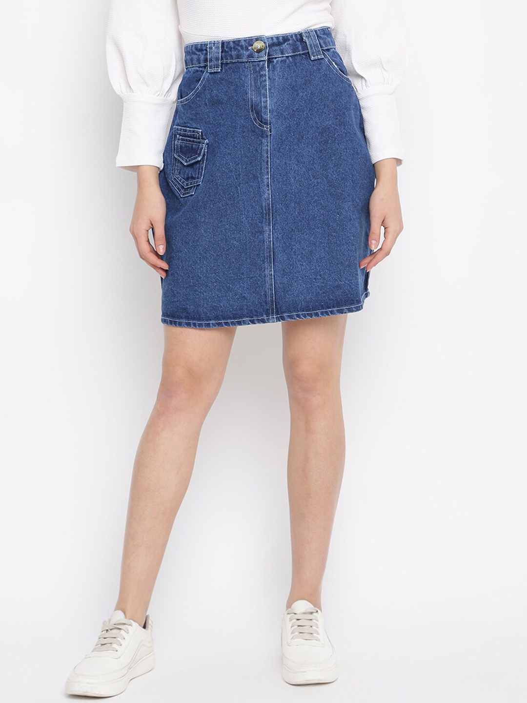 

Mayra Denim A-Line Above Knee Skirt, Blue