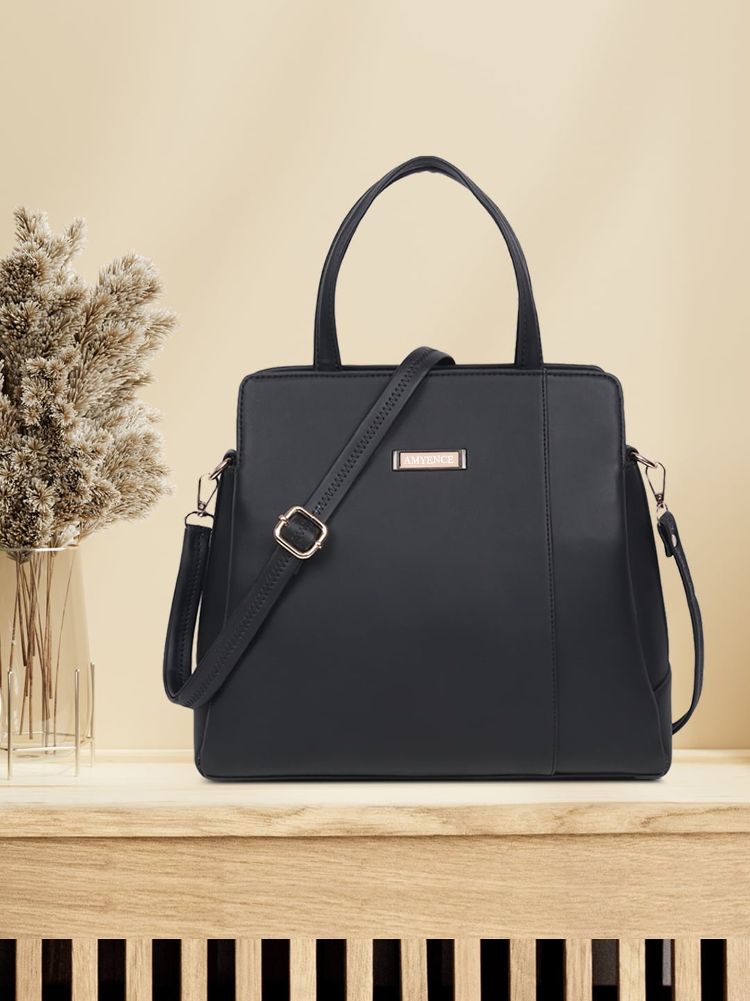 

AMYENCE Structured Handheld Bag, Black
