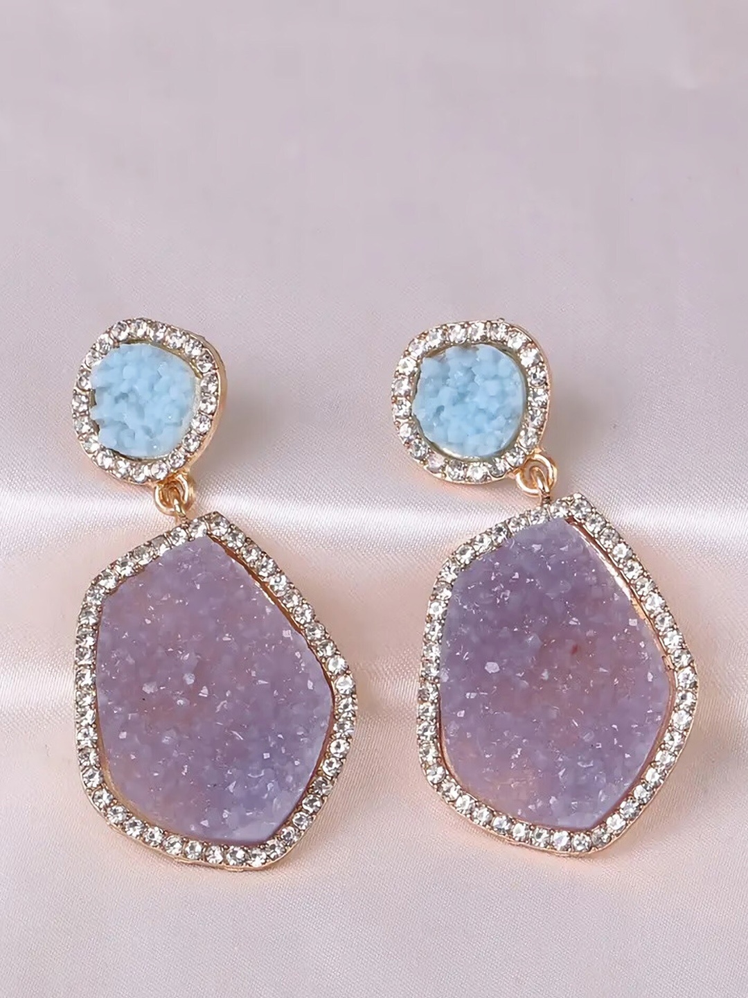 

AVANT-GARDE PARIS Gold-Plated Geometric Drop Earrings, Purple