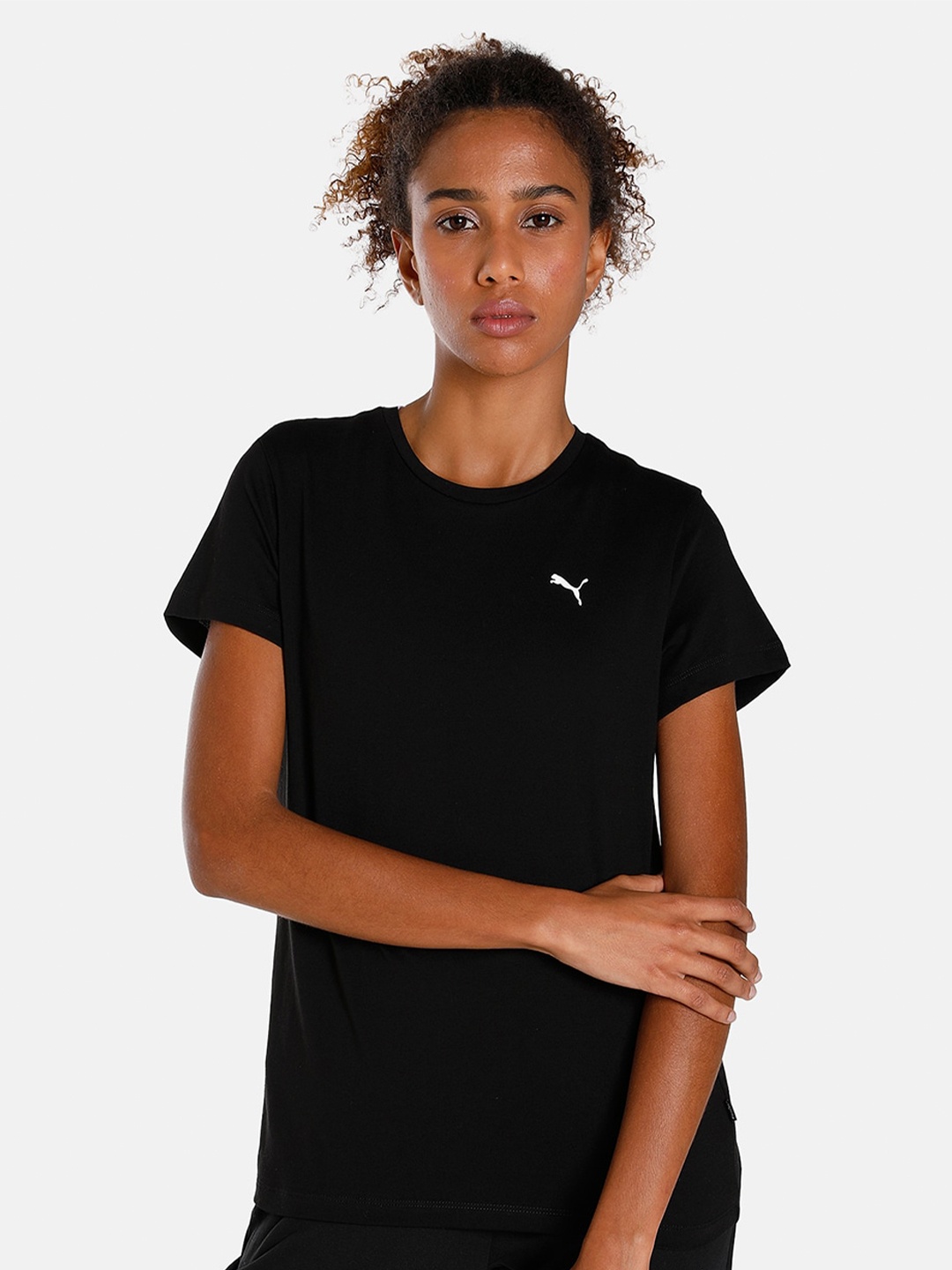 

Puma ESS Brand Logo Printed Cotton T-shirt, Black