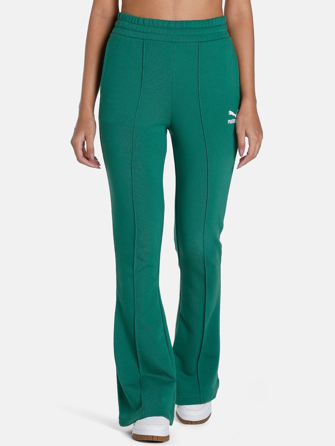 

Puma Women CLASSICS Flared Sustainable Slim Fit Trackpants, Green