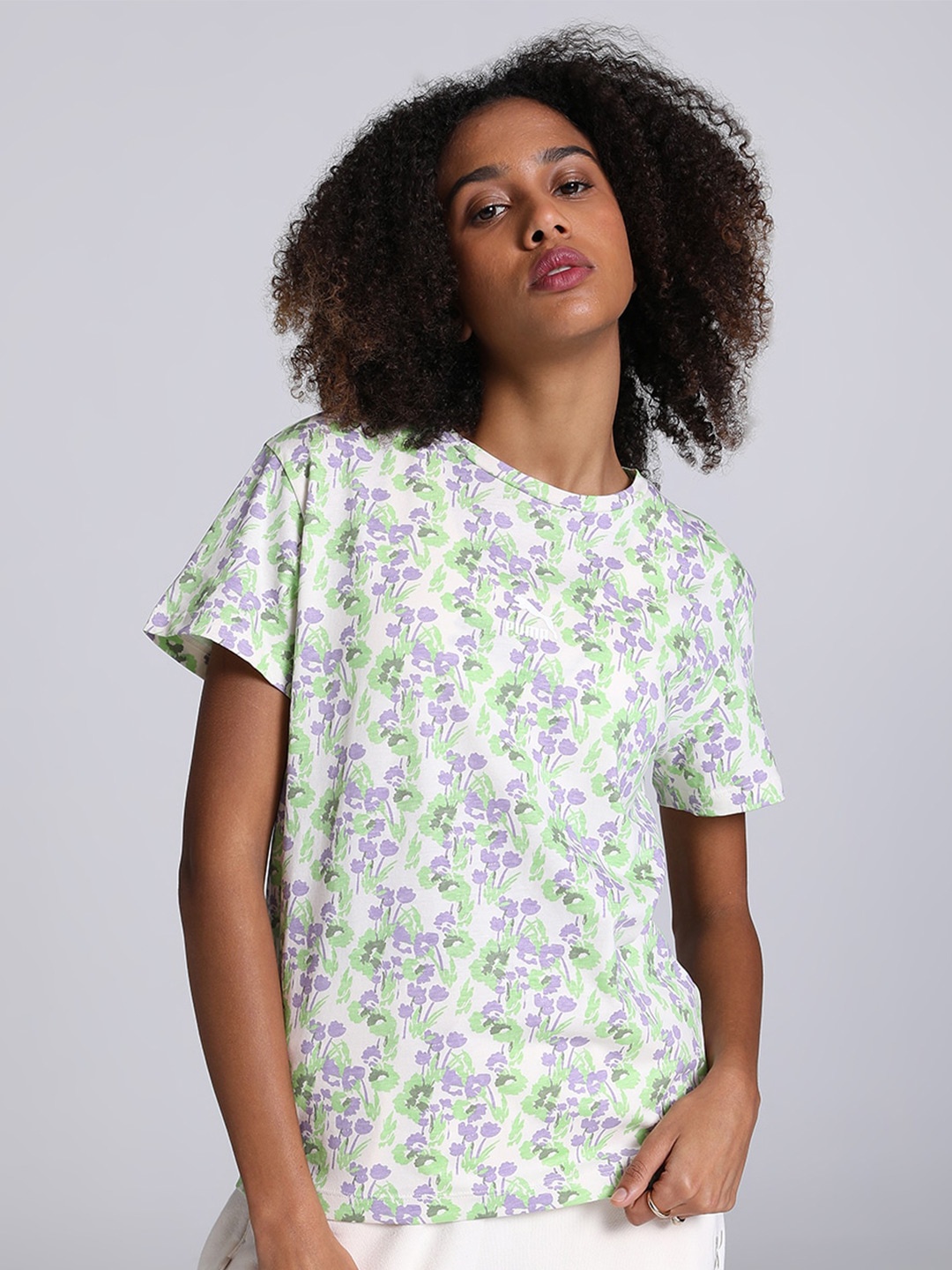

Puma AOP Printed Relaxed-Fit Cotton T-Shirt, Sea green