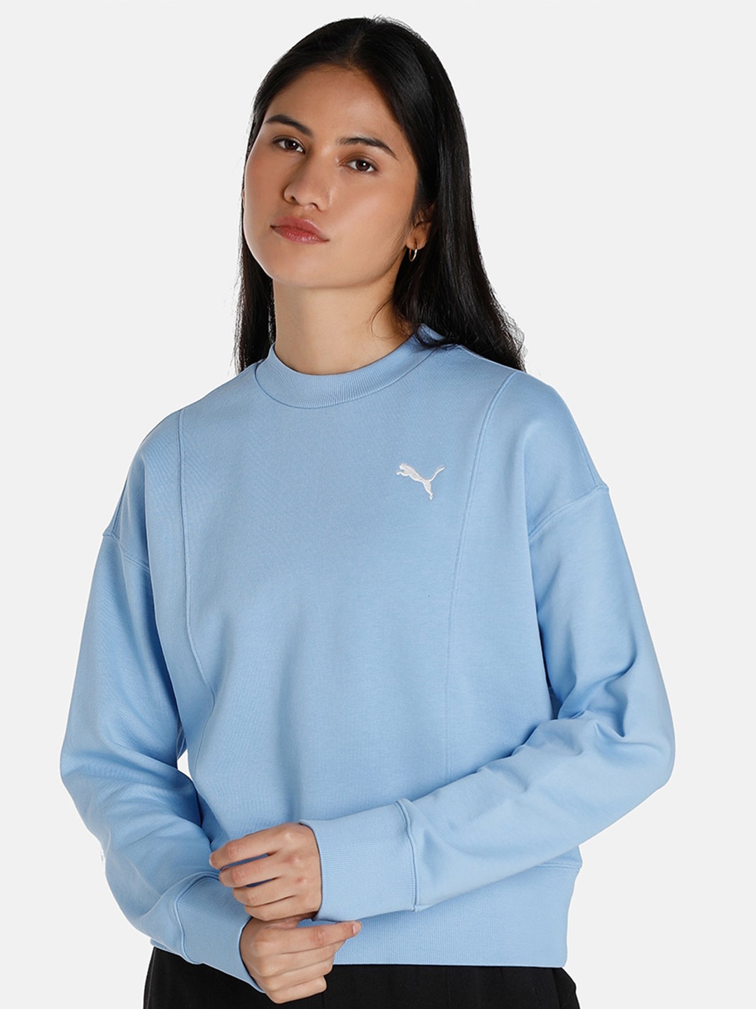 

Puma Her Ribbed Long Sleeves Relaxed Fit Sustainable Sweatshirts, Blue