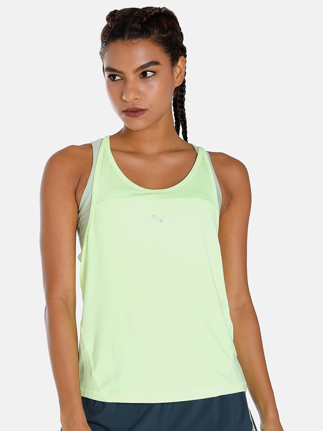 

Puma RUN Brand Logo Printed Tank Top, Lime green