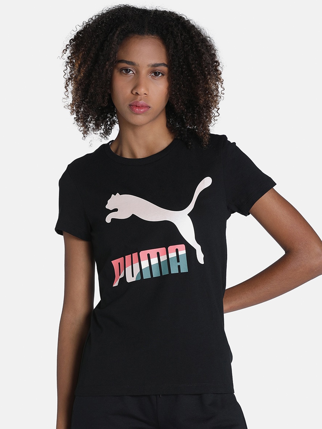 

Puma Women Classics Logo Printed Pure Cotton T-shirt, Black