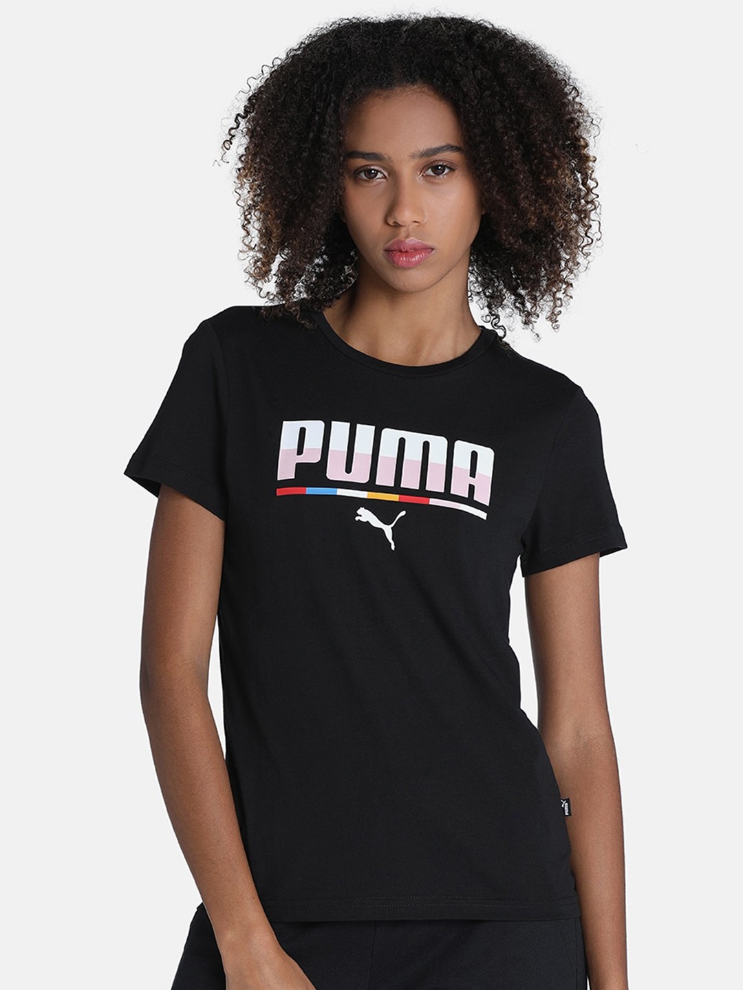 

Puma Multicoloured Brand Logo Printed T-shirt, Black