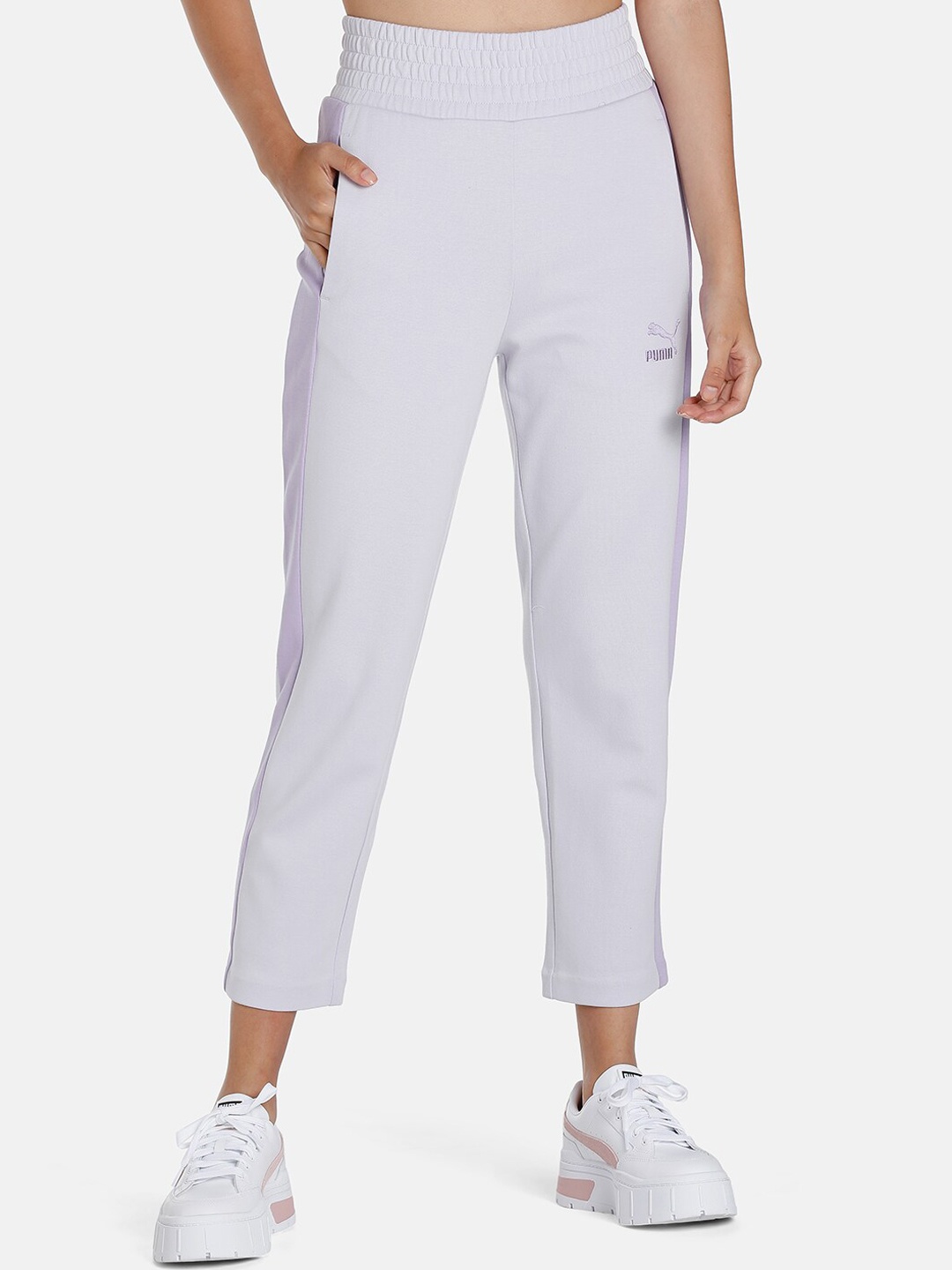 

Puma Women PUMA T7 High Waist Regular fit Sustainable Track Pants, Lavender