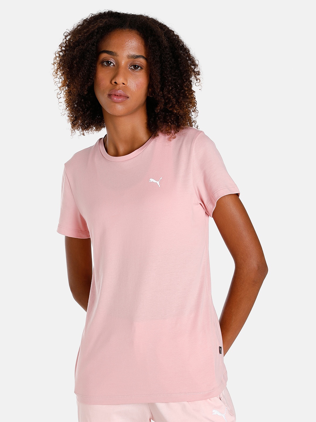

Puma ESS Brand Logo Printed Cotton T-shirt, Pink