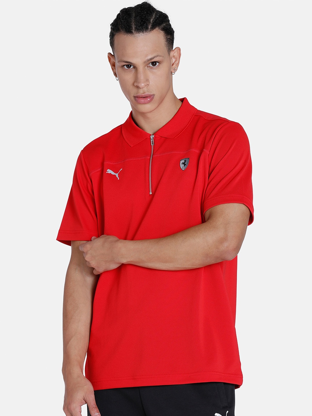 

PUMA Motorsport Ferrari Regular Fit Polo Collar Motor Sports T-shirt, Red