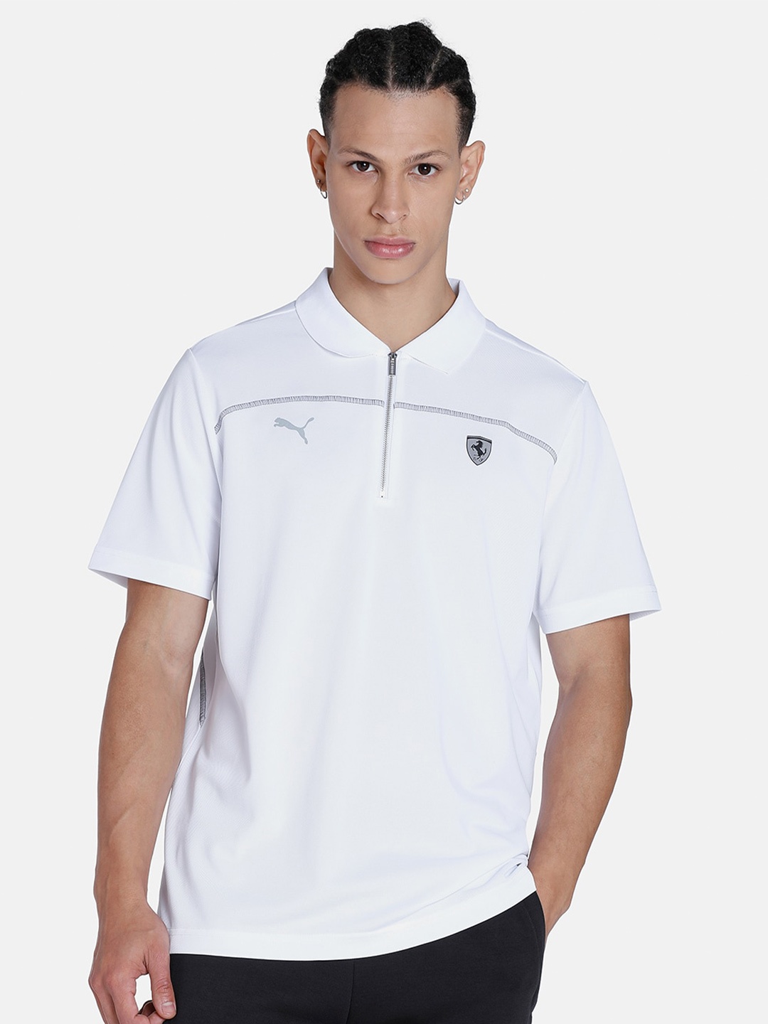 

PUMA Motorsport Men Ferrari Style Polo Collar Regular Fit Sports T-shirt, White