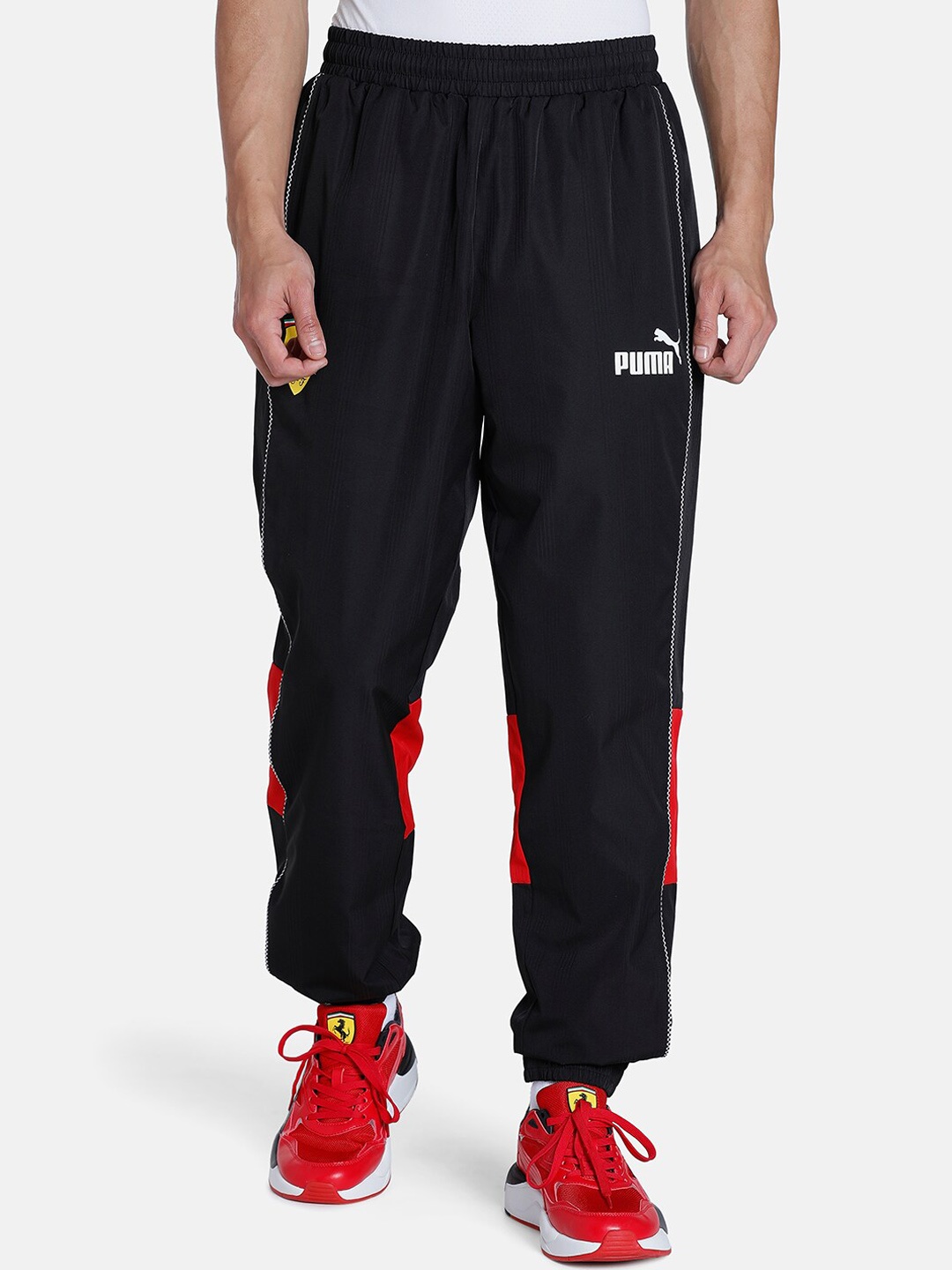 

PUMA Motorsport Mid-Rise Ferrari Race SDS Regular fit Colorblocked Joggers, Black