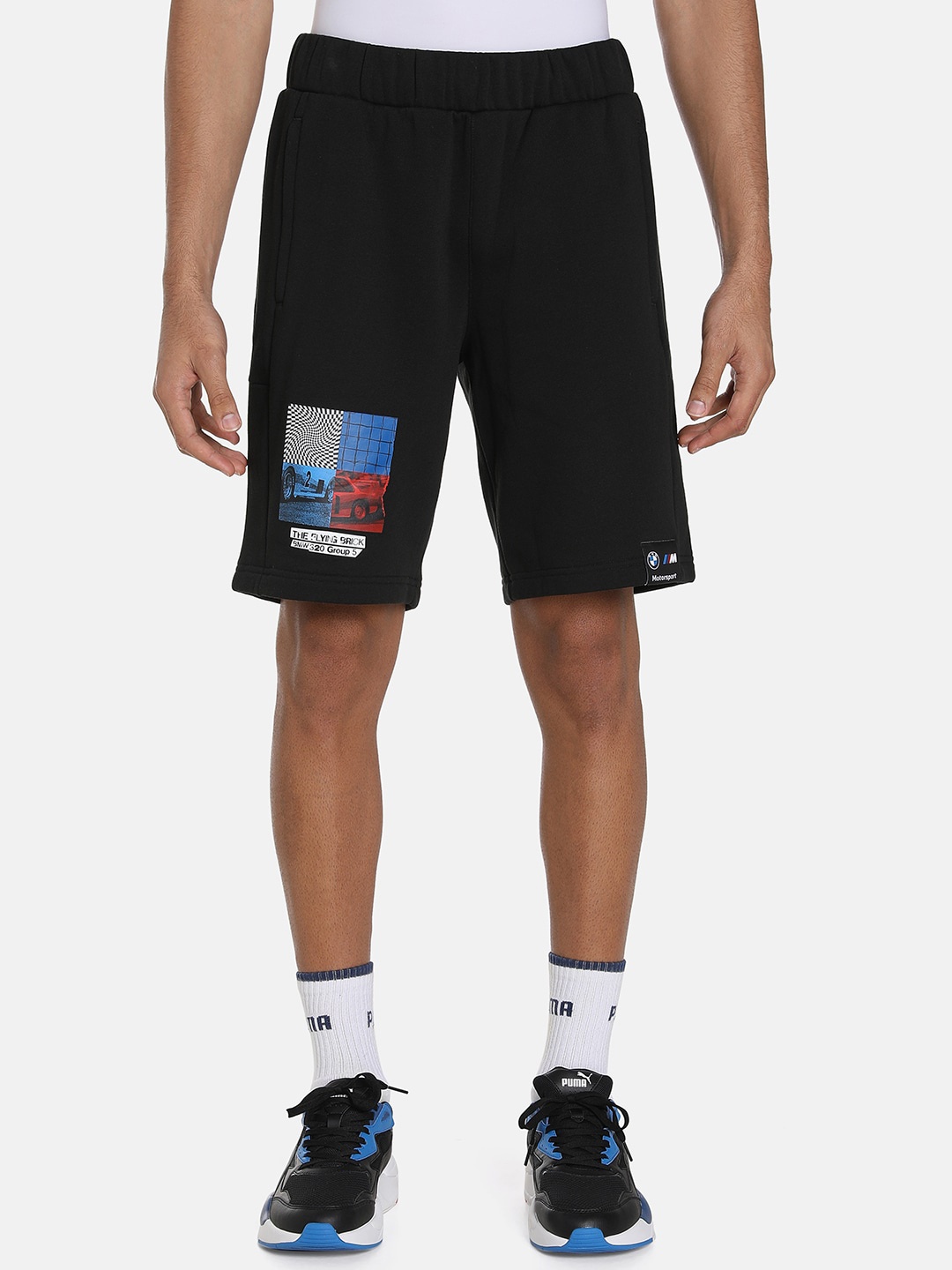 PUMA Motorsport Men Printed Cotton Regular Fit Sports Shorts, Black