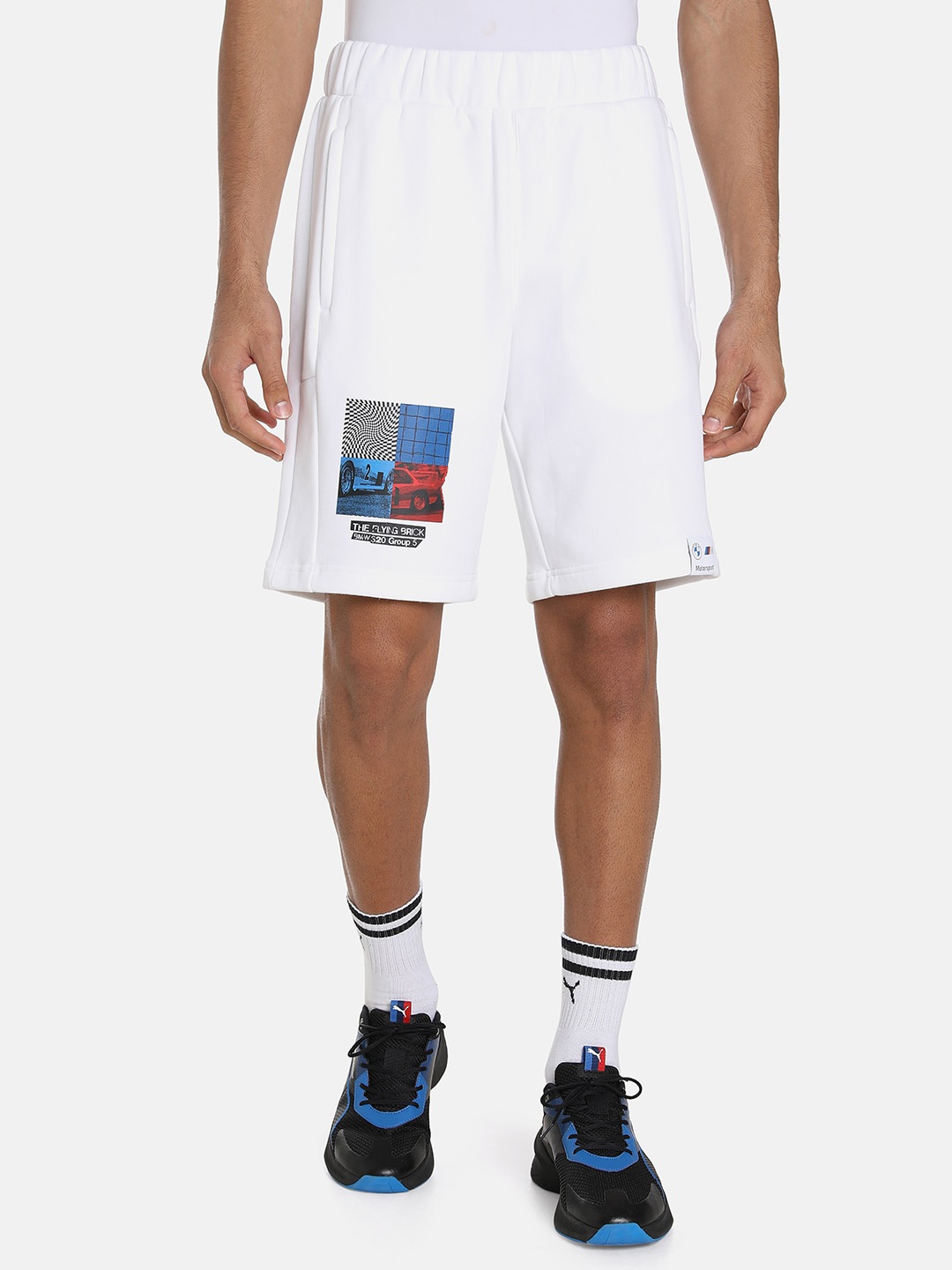 

PUMA Motorsport Men Printed Cotton Regular Fit Sports Shorts, White