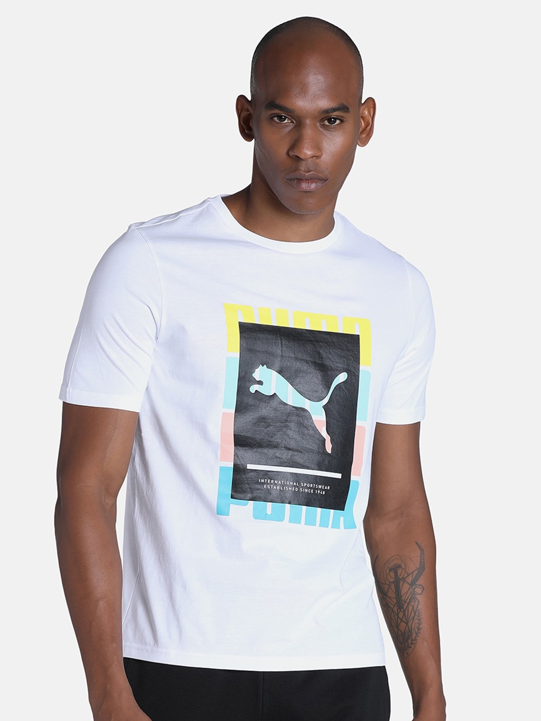 

Puma Summer Court Graphic Pure Cotton Regular fit T-Shirt, White