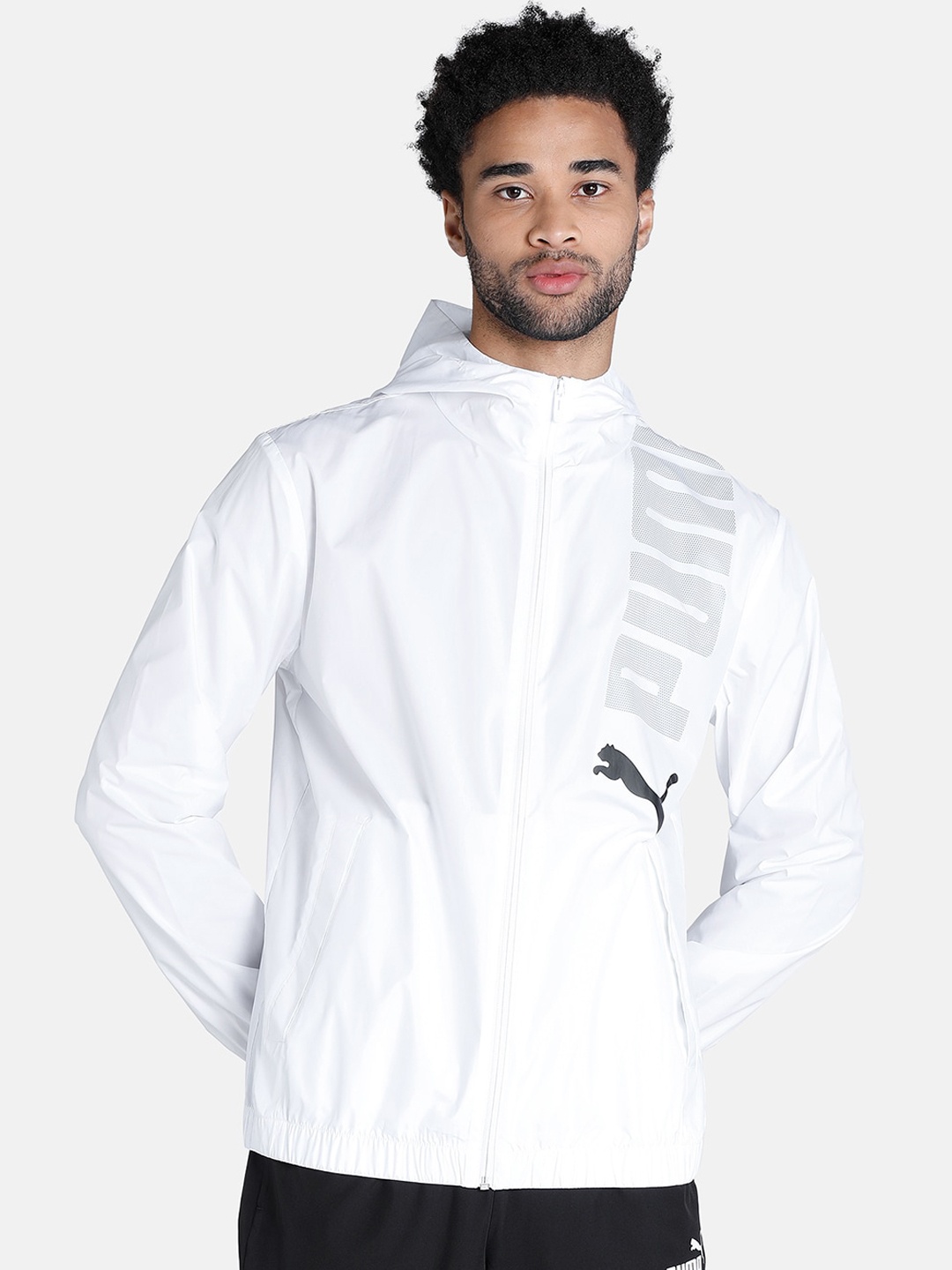 

Puma Men Regular Fit Graphic Windbreaker Sporty Jacket, White