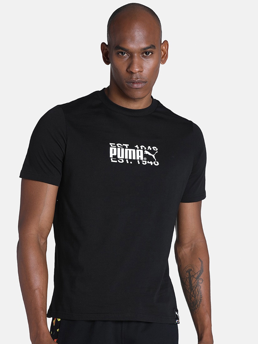 

Puma Intl Tee Graphic Printed Cotton T-Shirt, Black