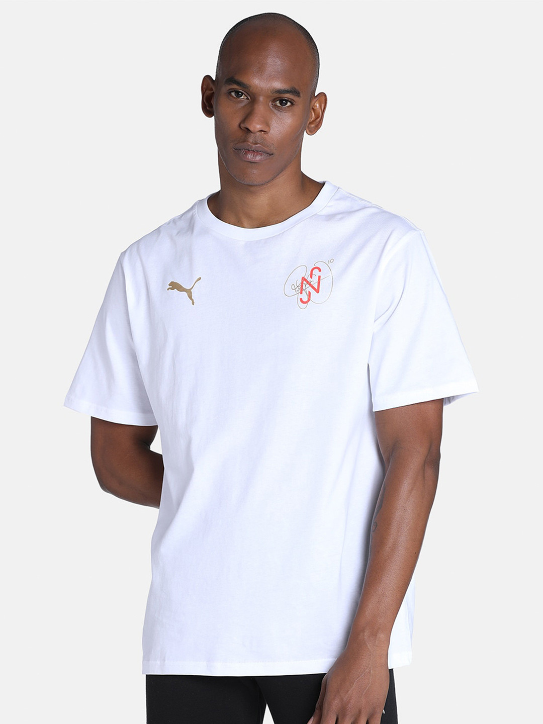 

Puma Men Neymar Jr Diamond Graphic Football Loose-Fit Cotton Sports T-Shirt, White