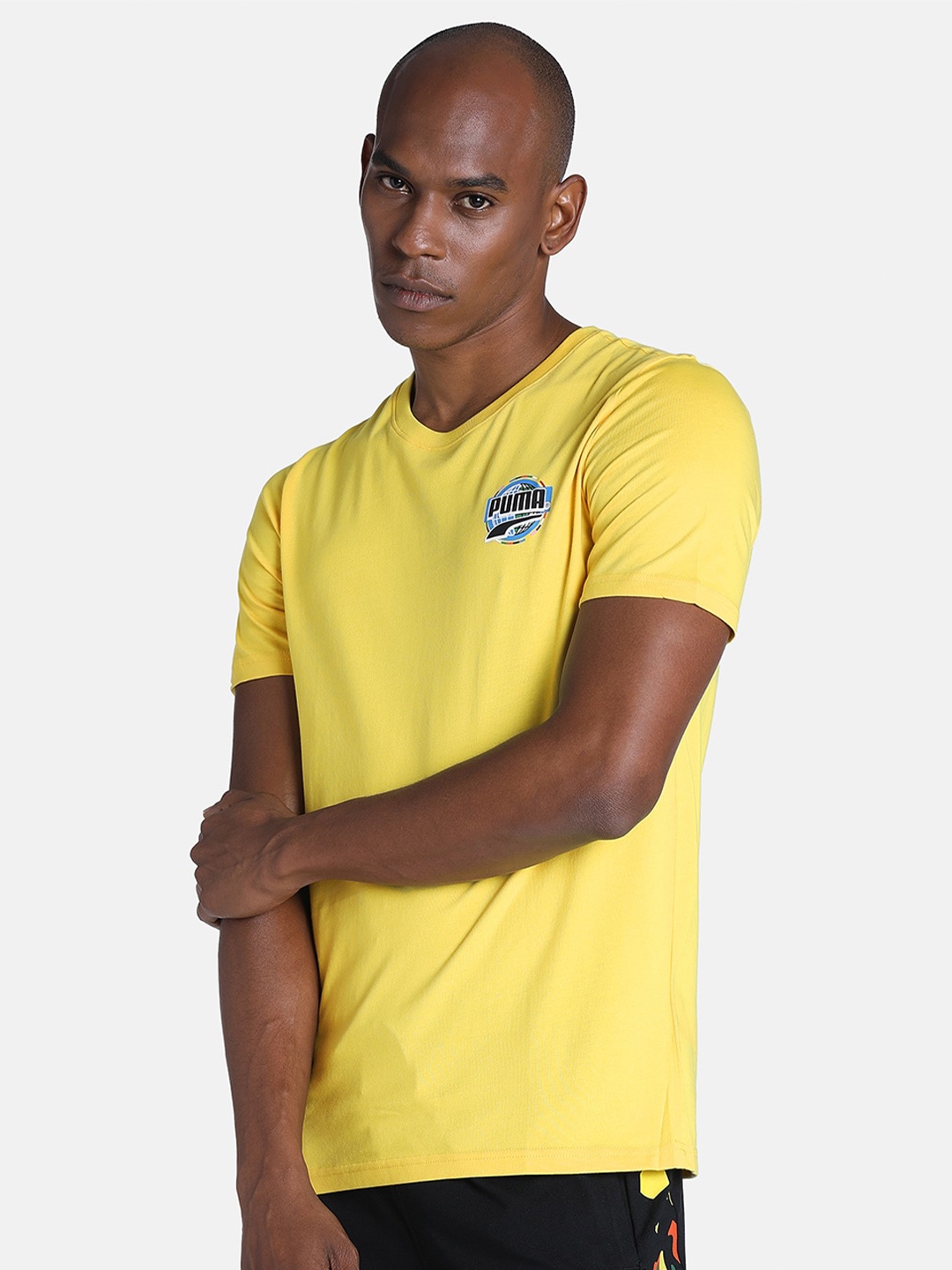 

Puma Men INTL Graphic Printed Cotton Sports T-shirt, Yellow