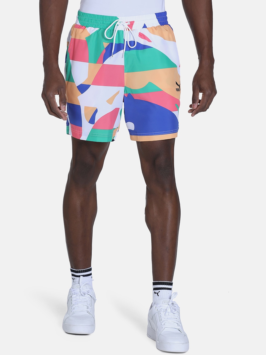 

Puma Worldwide AOP 6 Mid-Rise Sustainable Shorts, White