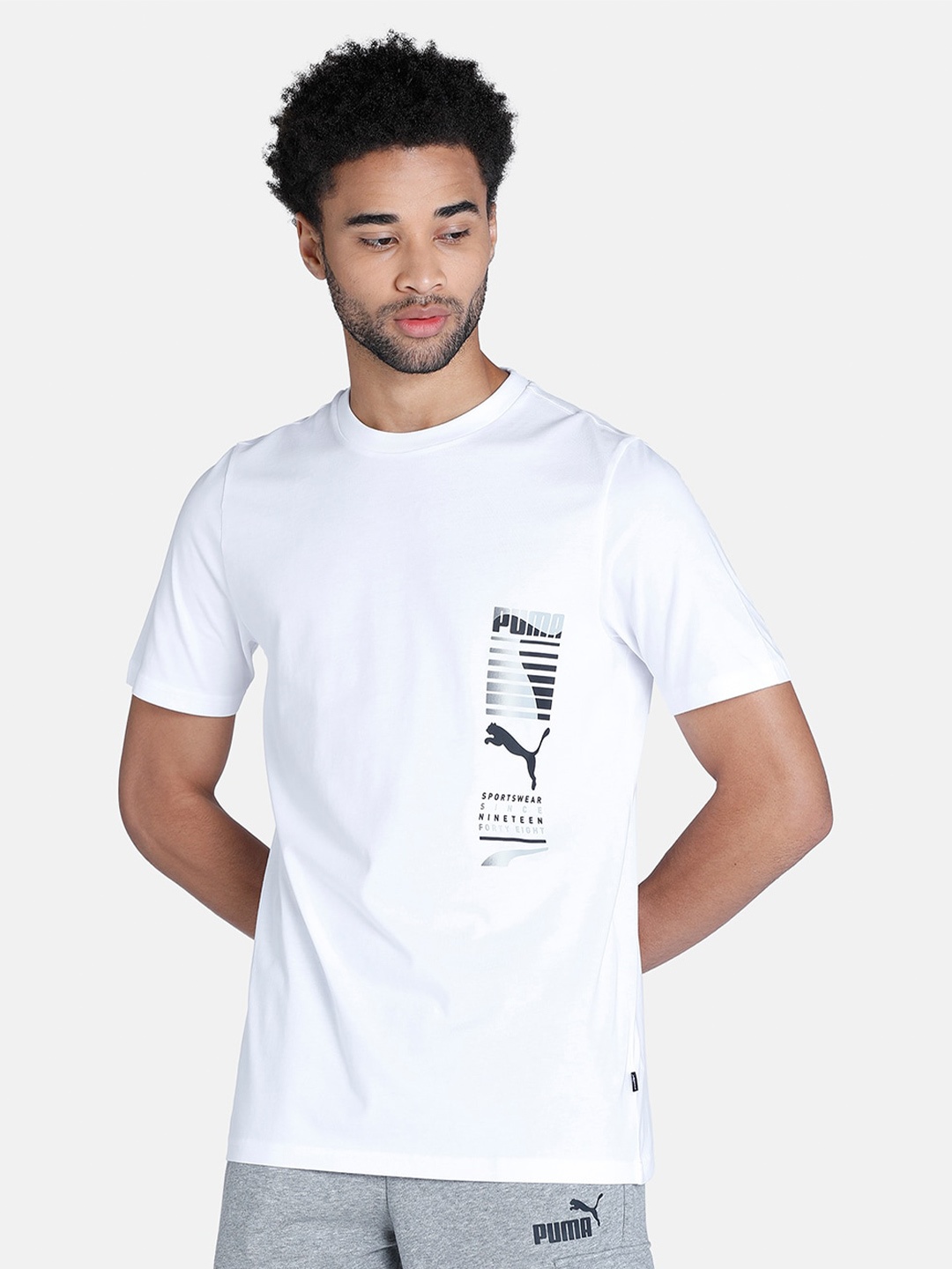 

Puma Men GRAPHICS Printed Cotton Regular fit T-Shirts, White