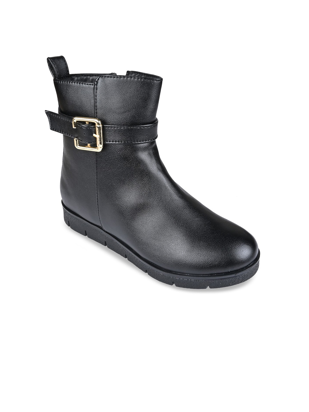 

Rocia Women Buckled Mid-Top Regular Boots, Black