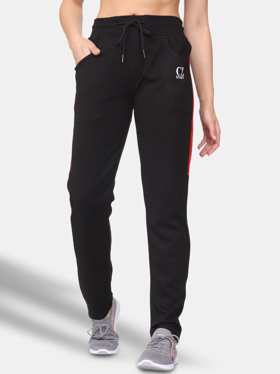 

CL SPORT Women Mid-Rise Sports Track Pants, Black