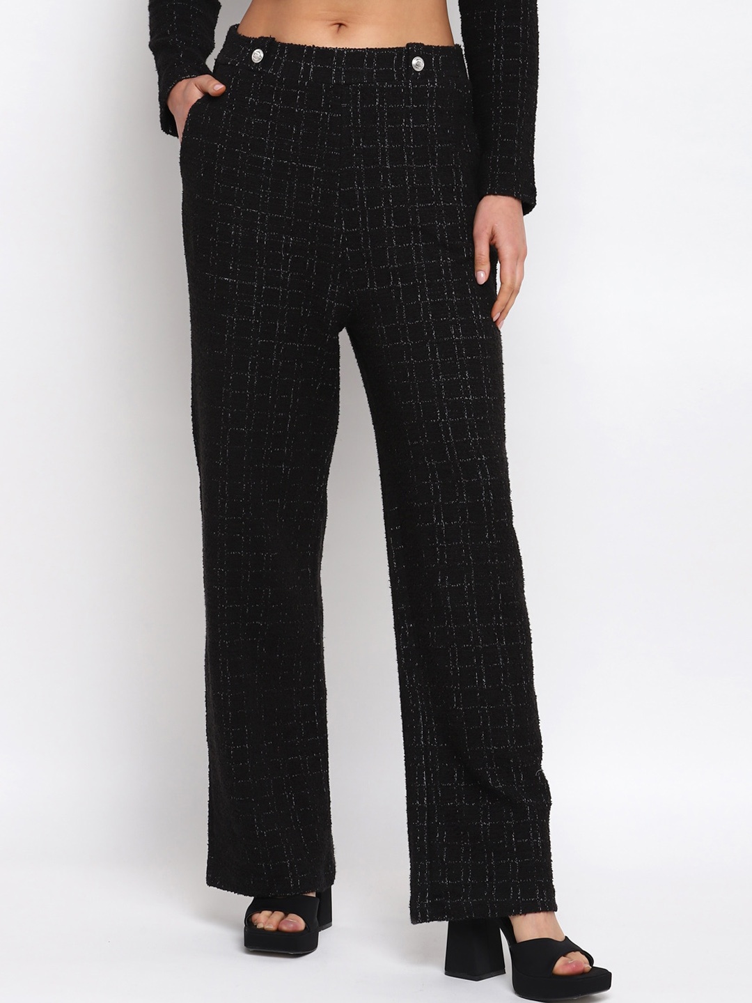 

COVER STORY Women Smart Flared Trousers, Black