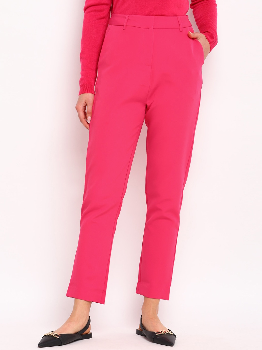 

COVER STORY Women Smart Straight Fit Trousers, Fuchsia