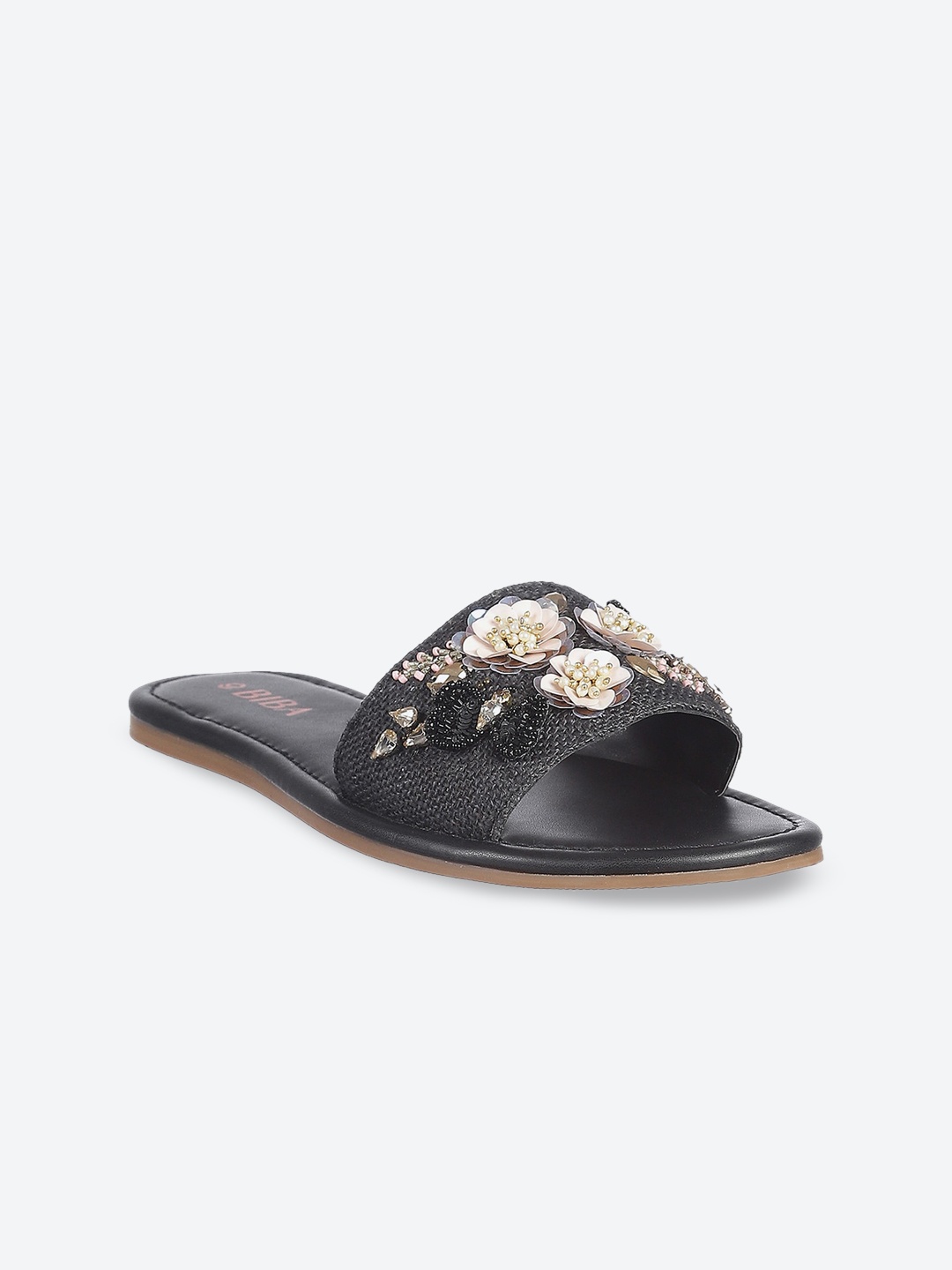 

Biba Embellished Open Toe Flats, Black