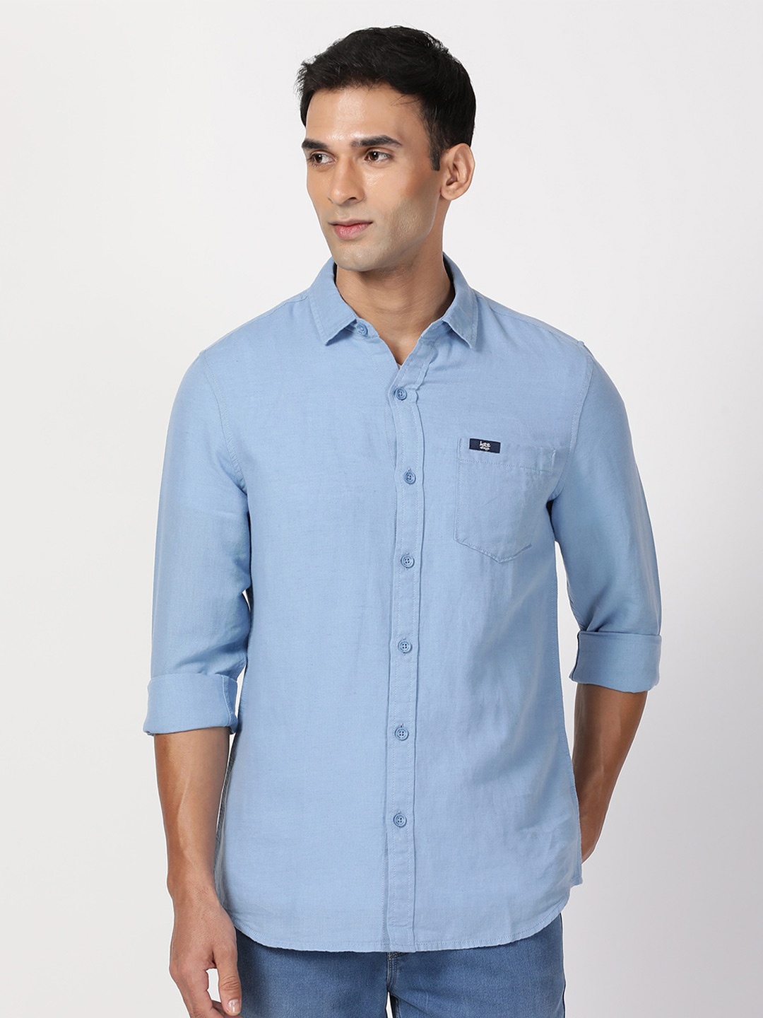 

Lee Men Slim Fit Cotton Casual Shirt, Blue