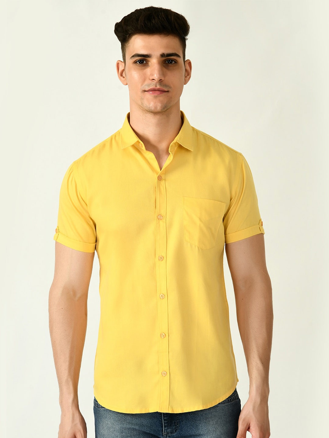 

Riara Men Smart Casual Cotton Shirt, Yellow