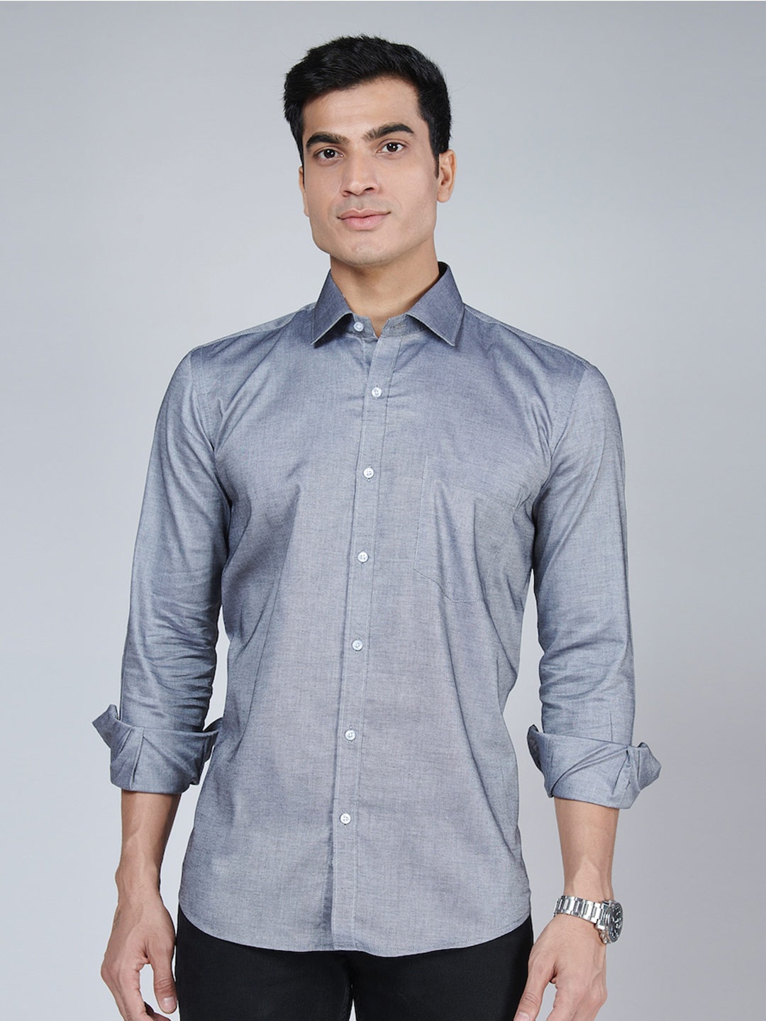 

MARK & ALBERT India Slim Fit Cotton Casual Shirt, Grey
