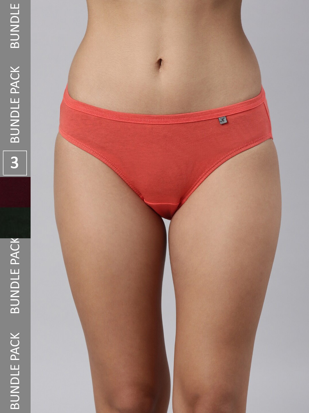 

Kryptic Women Pack Of 3 Pure Cotton Bikini Briefs, Olive