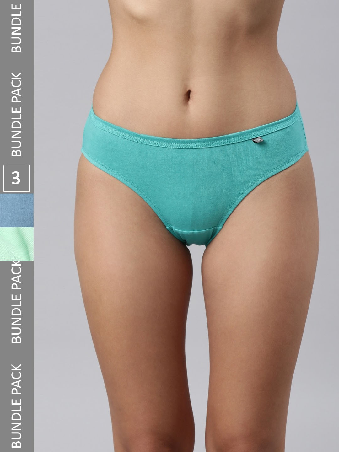 

Kryptic Women Pack Of 3 Pure Cotton Bikini Briefs, Green