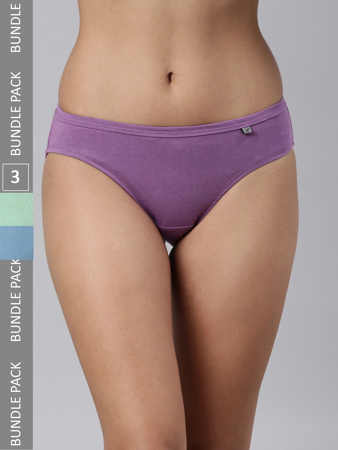 

Kryptic Women Pack Of 3 Pure Cotton Bikini Briefs, Blue